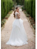 Ivory Lace Tulle Ruffled Sheer Back Wedding Dress Ivory Lace Tulle Ruffled Sheer Back Wedding Dress